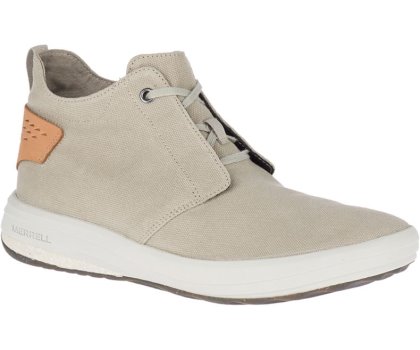 Buty Codzienne Merrell Gridway Mid Płócienne Męskie Beżowe | 41378M-2CB
