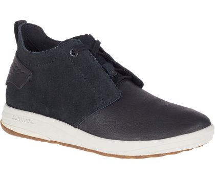 Buty Codzienne Merrell Gridway Mid Skórzane Damskie Czarne | 41065W-1CB