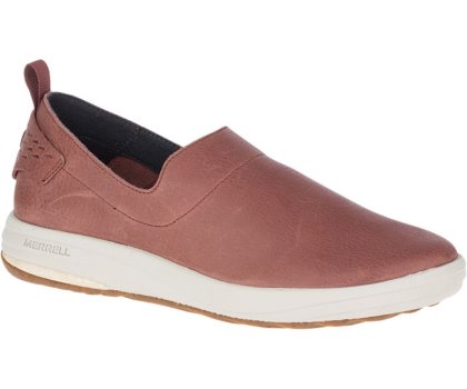 Buty Slip On Merrell Gridway Moc Skórzane Damskie Głęboka Koralowe | 41066W-1SL