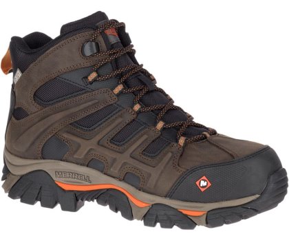 Buty Wodoodporne Merrell Moab 2 Peak Mid Nieprzemakalne Comp Metalowym Robocze Boot Męskie Ciemny Brązowe | 33504M-2WD