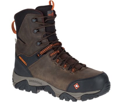 Buty Wodoodporne Merrell Phaserbound 8" Zip Nieprzemakalne Comp Metalowym Robocze Boot Męskie Ciemny Brązowe | 31148M-2WD
