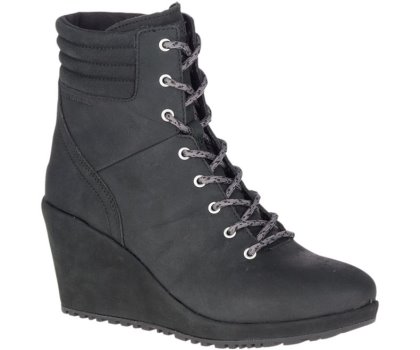 Buty Wodoodporne Merrell Tremblant Koturny Boot Nieprzemakalne Damskie Czarne | 40980W-1WB