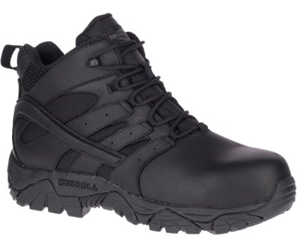Buty do Chodzenia Merrell Moab 2 Mid Tactical Response Nieprzemakalne Comp Metalowym Robocze Boot Szerokie Szerokość Męskie Czarne | 40847M-2WB