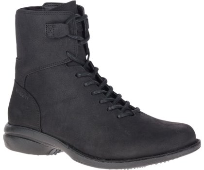 Kozaki Merrell Andover Mid Koronkowe Nieprzemakalne Damskie Czarne | 40983W-1BB