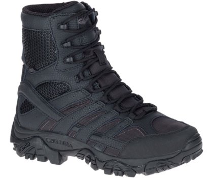 Kozaki Robocze Merrell Moab 2 8" Tactical Nieprzemakalne Boot Szerokie Szerokość Męskie Czarne | 29992M-2WB