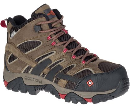 Kozaki Robocze Merrell Moab 2 Vent Mid Nieprzemakalne Comp Metalowym Robocze Boot Damskie Oliwkowe Czerwone | 29085W-1WO