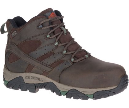 Kozaki Robocze Merrell Moab Vertex Mid Skórzane Nieprzemakalne Comp Metalowym Robocze Boot Szerokie Szerokość Męskie Ciemny Brązowe | 38740M-2WD