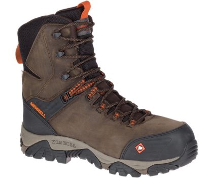 Kozaki Robocze Merrell Phaserbound 8" Thermo Nieprzemakalne Comp Metalowym Robocze Boot Męskie Ciemny Brązowe | 33458M-2WD
