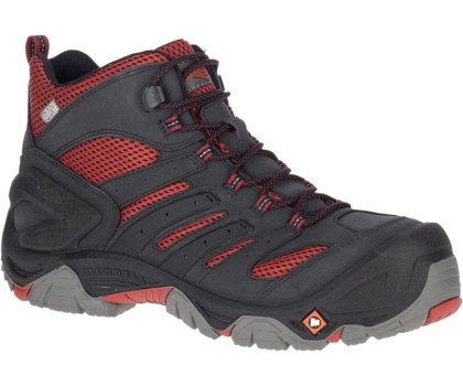 Kozaki Robocze Merrell Strongfield Mid Nieprzemakalne Comp Metalowym Robocze Boot Szerokie Szerokość Męskie Czarne | 41321M-2WB